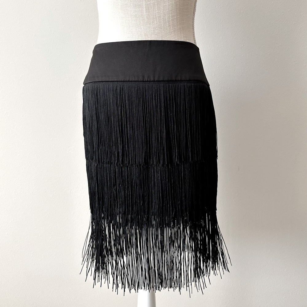 NWOT Fringe Miniskirt Black M